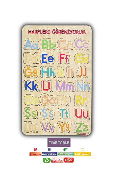 TIME TABLE الأبجدية التركية 29 حرفًا أنا أتعلم الأبجدية الخشبية