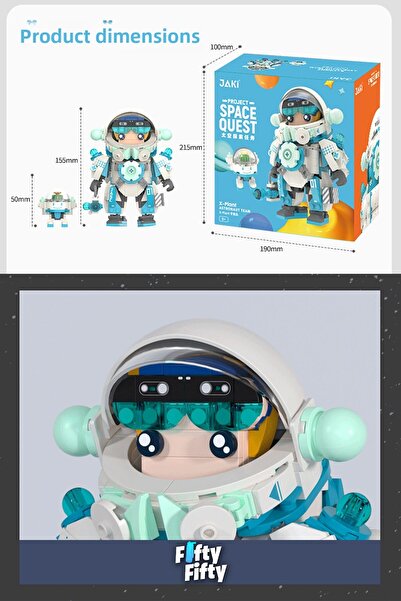 Vagonlife Jaki Space Quest Blue Astronaut - 488 Piece Toy Building Set