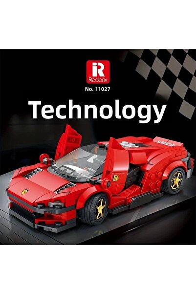 BUILDING BLOCK Technic Spor Araba Ferrari 3d Lego S 306 Parça 14 Yaş Puzzle Araba Hediye