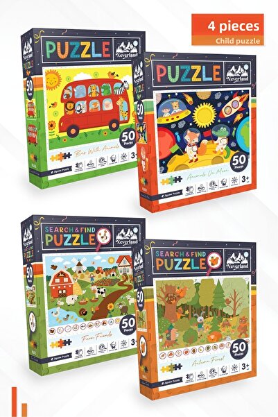 Neverland 50 P. Children's Puzzle - Animals Bus / Moon Animals / Farm Friends...
