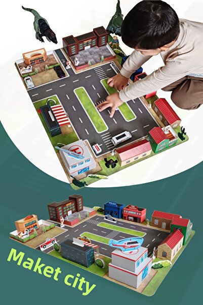 Maketya Zamansız Hayaller Model House City Activity Playground for Children - Family Children's Activity Toy