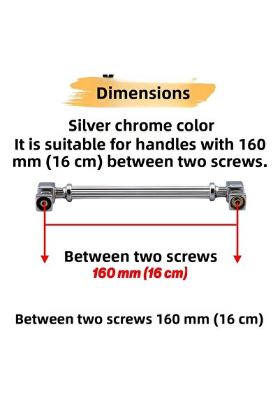 Badem10 Mâner Talas Metal Argintiu 160 Mm -16 Cm Mobilier Bucătărie Sertar Dulap Dulap Ușă Mânere Mâner