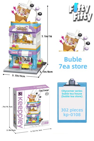 Vagonlife Keeppley City Corner - 302 Pieces Bubble Tea Store Toy Building Set Ffk-0108