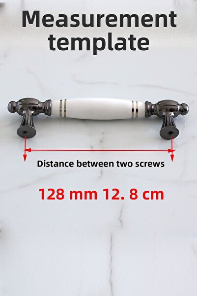 Badem10 Mira (Premium) Porcelain White Smoked Striped 128 mm Furniture Kitchen Drawer Cabinet Handle Handle Handles