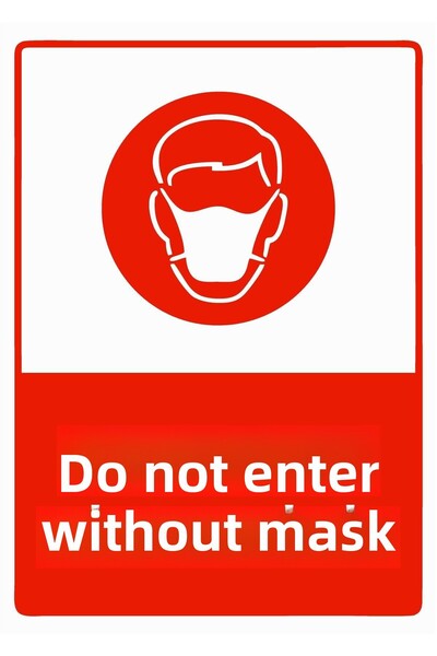 ZiPrinter لافتة تحذيرية 'لا دخول بدون قناع' مصنوعة من البلاستيك PVC مقاس A3 3...