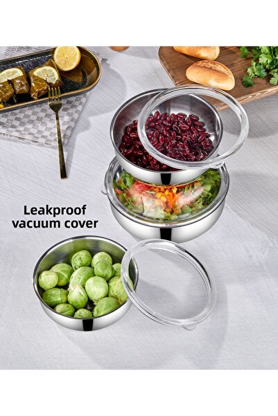 Steel & More 3-Piece Steel Storage Container Leak-Proof Lid 6 Pieces