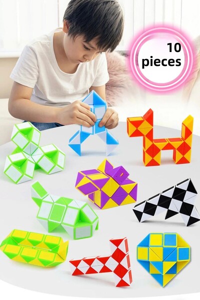 Hyd 10 قطع من الأفعى السحرية روبيك من الشكل إلى الشكل، لعبة هدية مكعبة الذكاء...