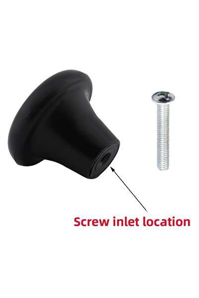 Badem10 (PĂSĂTĂ PLASTIC) Buton ciupercă Mobilier rotund negru Sertar de bucătărie Mâner dulap Mâner 10 buc