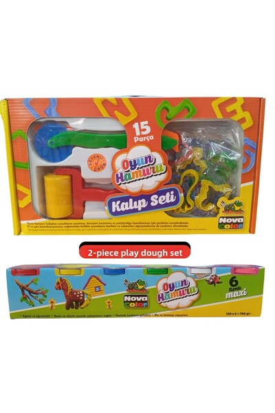 Nova Color uzaktangelir Nova Color Play Dough MAXI size 6 Colors + Play Dough Mold Set (15 Pieces)