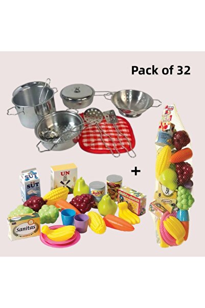 YILDIRIM OYUNCAK طقم أواني طهي معدنية من الفولاذ المقاوم للصدأ منقوشة 11 قطعة...