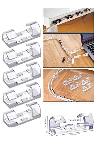 mes store 20 قطعة حامل كابل منظم مثبت الكابلات الشفاف