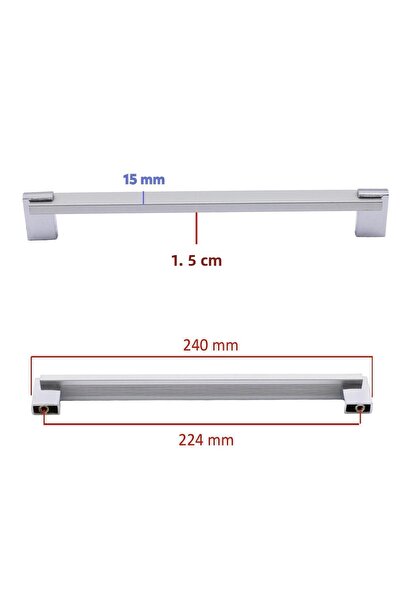 Badem10 Metal cromat 224 mm 22,4 cm Defne Mâner pentru ușă dulapului sertarului de bucătărie