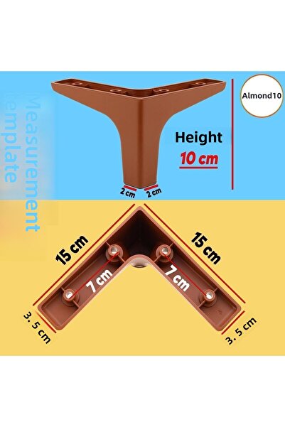Badem10 Mobilier de lux Sedef Canapea Masă de cafea Unitate TV Picior fotoliu 10 cm Picioare maro uni (4 buc.)