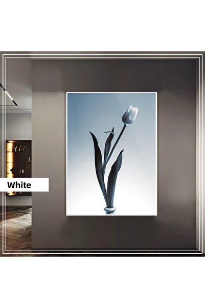 Harikabirev HARİKABİREV | (LILY) MODEL LILIAC ALB DE ALBASTRU ÎNCHIS | TABLA DE STICLA TEMPLATA CU CADRU, SIMPLE, VERTICALA