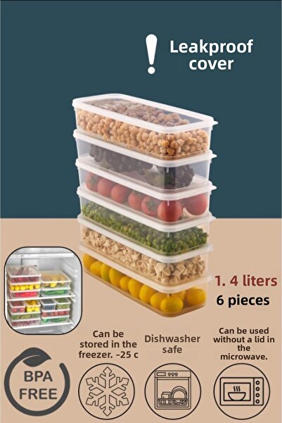 Carat Home 6 Pieces Vacuum Sealed Food Fresh Storage Container Set 1400ml - T...