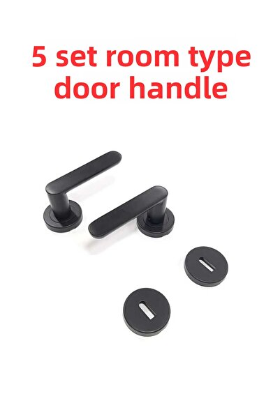 ARON (7 Set) Black Round Rosette Barbaros Mat - 5 Room and 2 Bathroom WC Apartment Set