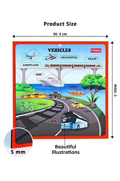 Babyhug Babyhug 7-in-1 Multicolor Jigsaw Puzzle, Safe Non-Toxic, 30.5cm, for Kids 3+, Enhances Concentration