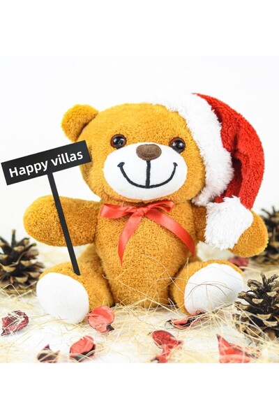 Pandamkee لوحة عيد ميلاد سعيد ودب زهرة لطيف مقاس 25 سم