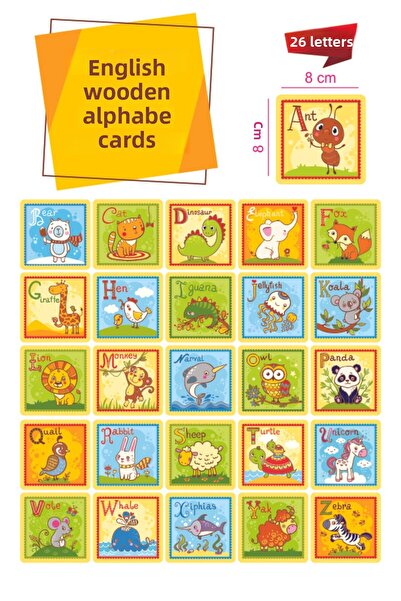 Leelii Tasarım English Alphabet Training Kit - Wooden English Learning Cards