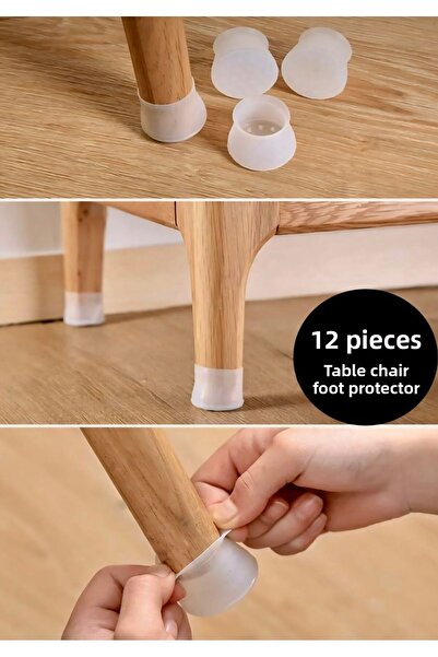 tafce 12 Pieces Table and Chair Leg Protectors Anti-Scratch Anti-Slip Silicone