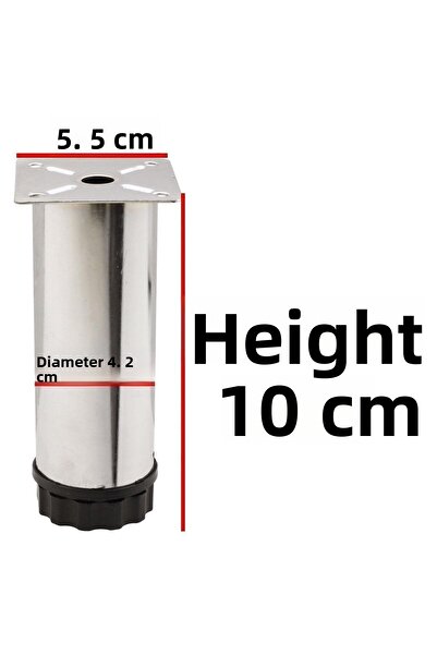 Badem10 Dulap cu suport pentru mobilă - Canapea reglabilă, picior de ridicare din metal, crom 10 cm