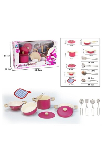 Nilly Toys 3815-6A وعاء مينا وردي مكون من 11 قطعة - لعبة فارديم