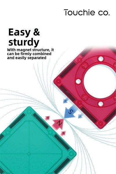 Touchie Co 66 Pieces Magnetic DIY Magnet Stem Play Set - with Trolley