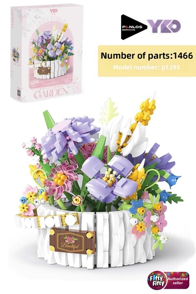 Vagonlife Panlos Yko Series Decorative and Collectible Flower Bouquet Model 1466 Piece Construction Set -Ffp1295