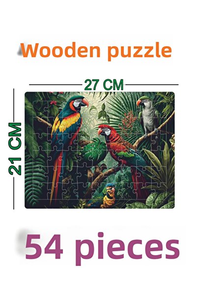 Kiri بازل خشبي 54 قطعة مع صور الببغاء