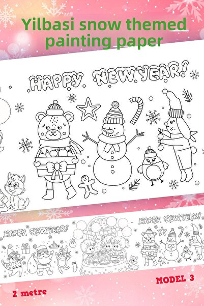 Sim Tasarım - ورق نشاط تلوين ممتع للعام الجديد والأصدقاء اللطيفين - موديل 3 -...