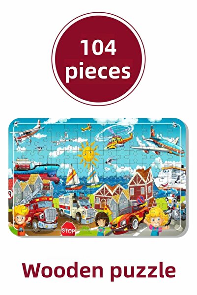 Baskı Atölyesi المركبات 104 قطعة لغز خشبي
