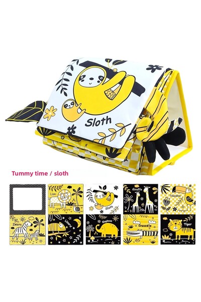Circle Toys Lazy Animal Tummy Time Rustle Soft Cloth Activity Book