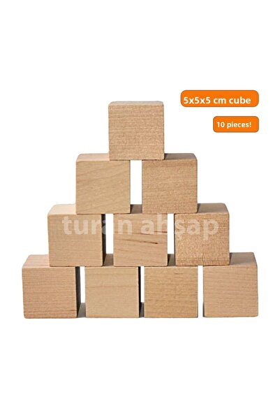 turanahşap Wooden Cube Blocks /5X5X5 cm / 10 Pieces