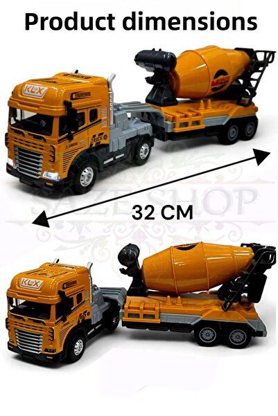 SAZE KLX800-247 شاحنة خلط الخرسانة مع ضوء احتكاك وموسيقى 1:24 32 سم مع صوت وضوء