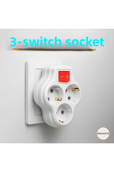 Badem10 3-Piece White Group Socket Goliath Button Plug Wireless On-Off Switched Grounded Multi-Duplicator