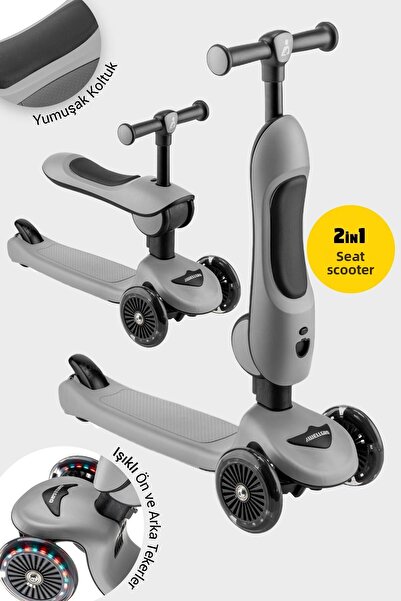 Wellgro Easy Go Scooter with Seat and Light, Gray