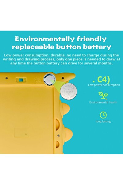 Fab N Funky Dinosaur LCD Writing & Drawing Tablet - Lightweight, Child-Safe ABS, Green, 3+ Years