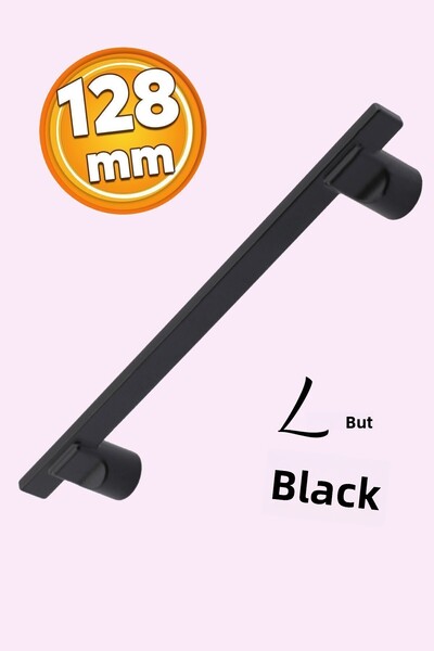 Badem10 Schiță metalică neagră - 128 mm Oval Lama pentru sertar de bucătărie