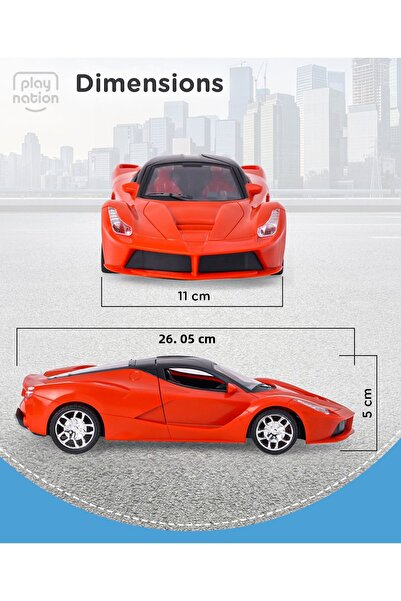 PlayNation Play Nation Remote Control Racing Car - Openable Doors, Red, 4+, 26.05x11x5cm, ABS Plastic