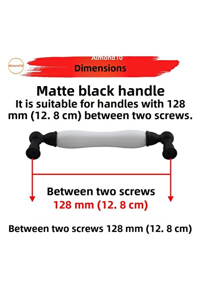 Badem10 Domaniç Porțelan Negru Mat 128 Mm Mobilier Bucătărie Sertar Dulap Ușă Dulap Mâner Mâner