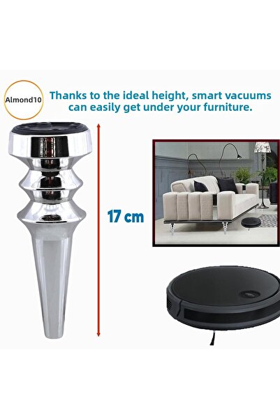 Badem10 Oliva Chrome 17 cm Furniture Sofa Armchair Tv Unit Console Heightening Leg Feet 4 Pieces