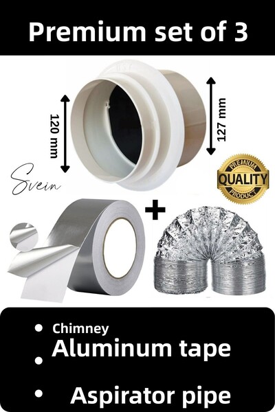 Svein Clapă de coș de fum cu bandă de aluminiu premium - Set de ventilație ig...