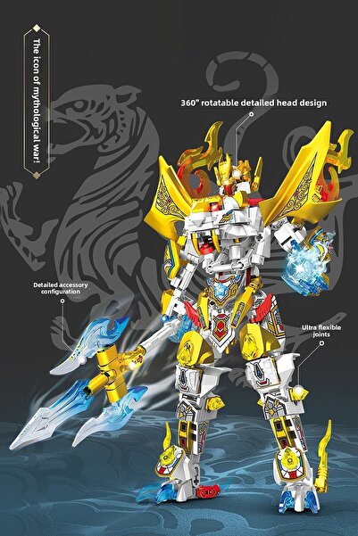 Sembo Block مجموعة مكعبات بناء على شكل تنين صيني النمر الأبيض