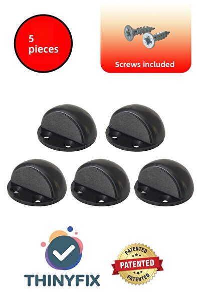 İNCAREA سدادة باب بلاستيكية سوداء لولبية نصف قمر / سدادة / مصد حامل 5 قطع