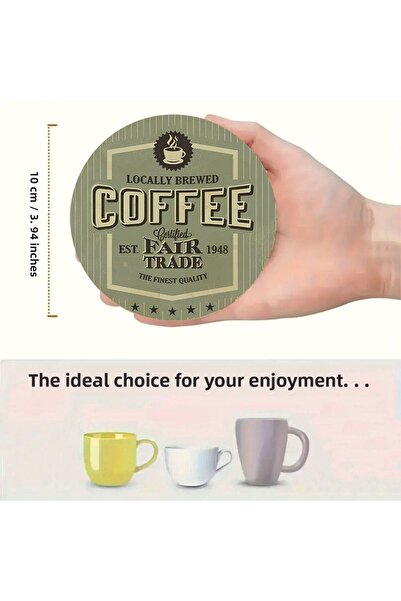 kutuTR ☕   Retro Coffee Enjoyment – Set of 6 Mdf Coasters Brd-025