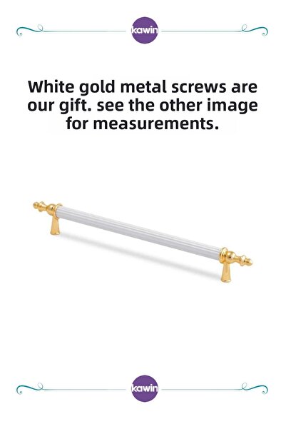Kawin Mâner din aur alb 160 mm cu șuruburi metalice - dulap, comodă, unitate, noptieră, dulap de bucătărie, mâner pentru vestiar