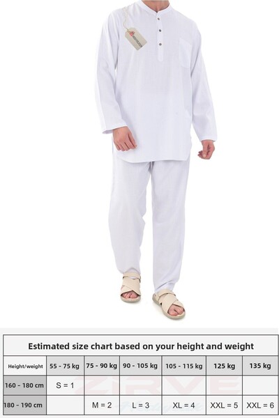 Hediyeleşin Men's Linen Set for Hajj, Umrah and Daily Use - White
