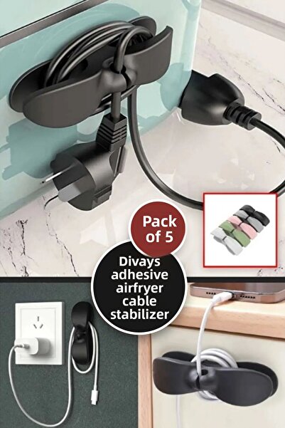 DİVAYS 5 قطع لاصقة لكابل Airfryer، منظم كابل متعدد الأغراض، حامل كابل، جامع ا...