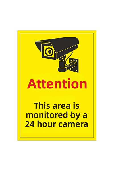 Enmode Work Safety Sign Sticker - This Area Is Monitored 24 Hours a Day Camer...
