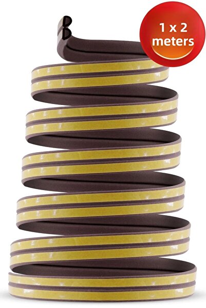 Soft Kare شريط نافذة الباب 1x2 = 2 متر مقاوم للماء عازل للصوت شريط عازل للحرارة الباردة (بني)